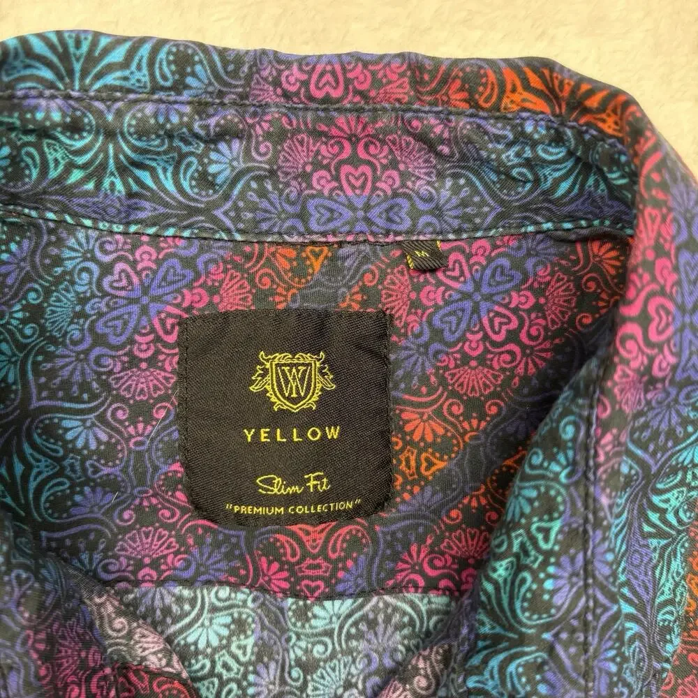 YELLOW Clothing Bangladesh multicolored floral striped long sleeve button down M - Picture 2 of 12